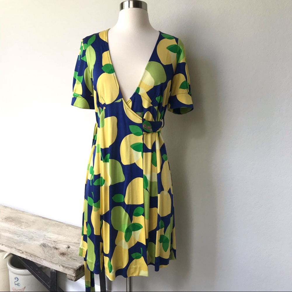 Lilly Pulitzer Lemon Drop Lemon Lime Silk Wrap Dress 4